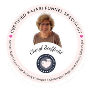 Logo verifying Cheryl Scoffield as a Certified Heart Centered Apprentice Kajabi Funnel Specialist